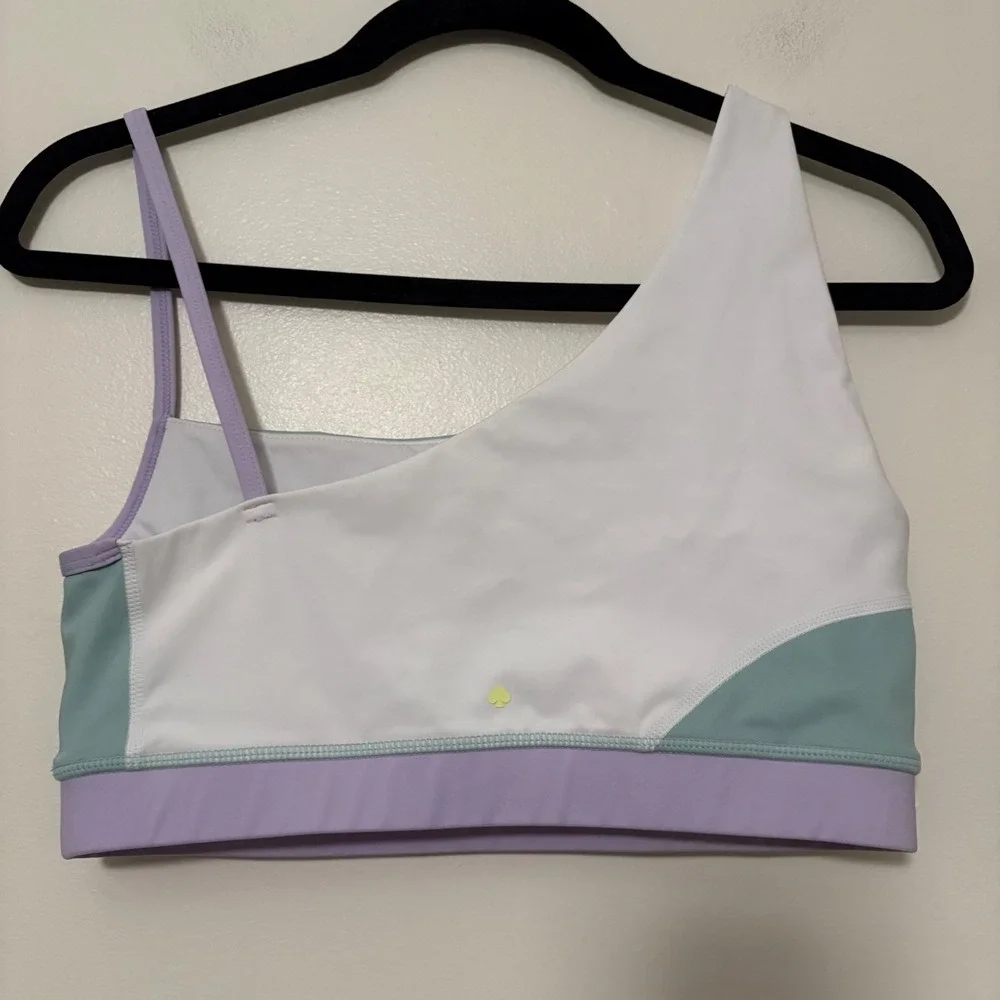 Kate‎ Spade New York One Shoulder Colorblock Sports Bra Mint Purple White M